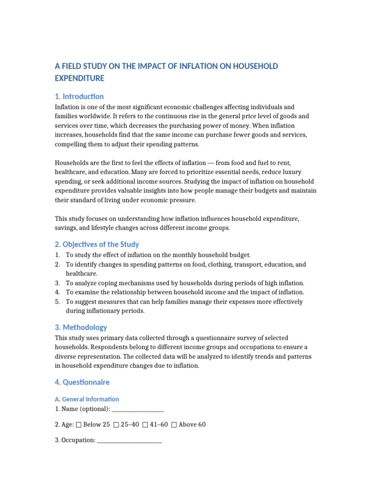 Field Study On Impact of Inflation On Household Expenditure | PDF ...