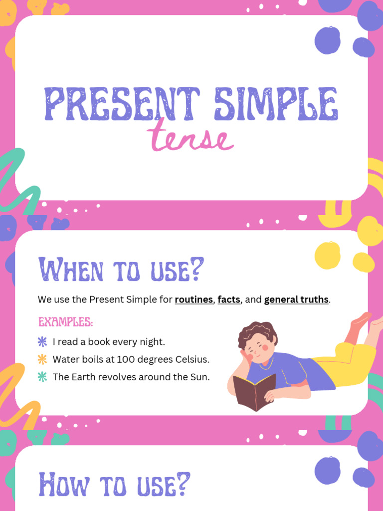 Present Simple Tense Presentation in Pink Purple Orange Cute Style ...