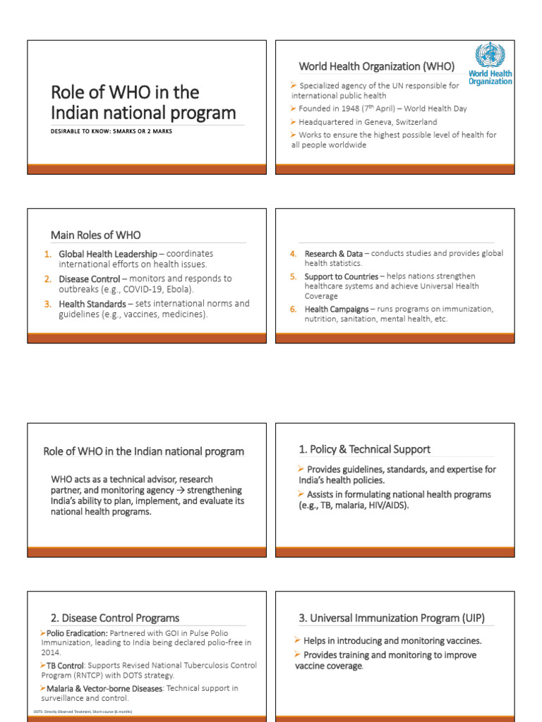 WHO's Role in India's Health Programs | PDF | World Health Organization ...