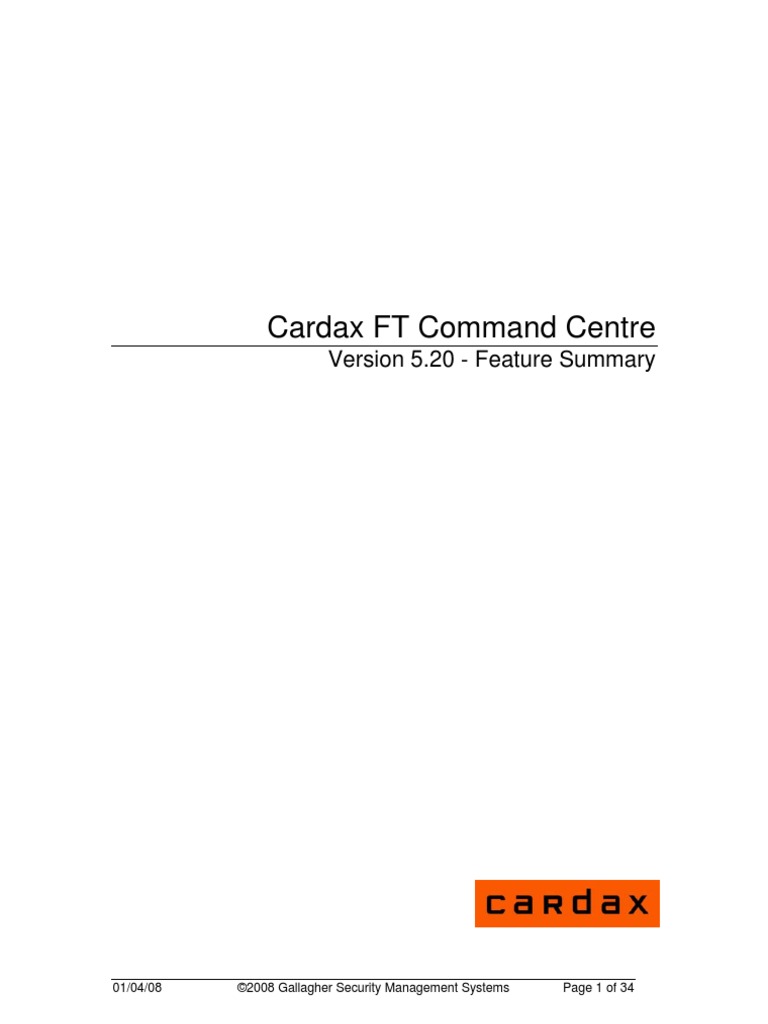 Cardax FT Version 5.20 Feature Summary v4 | PDF | Windows Vista ...