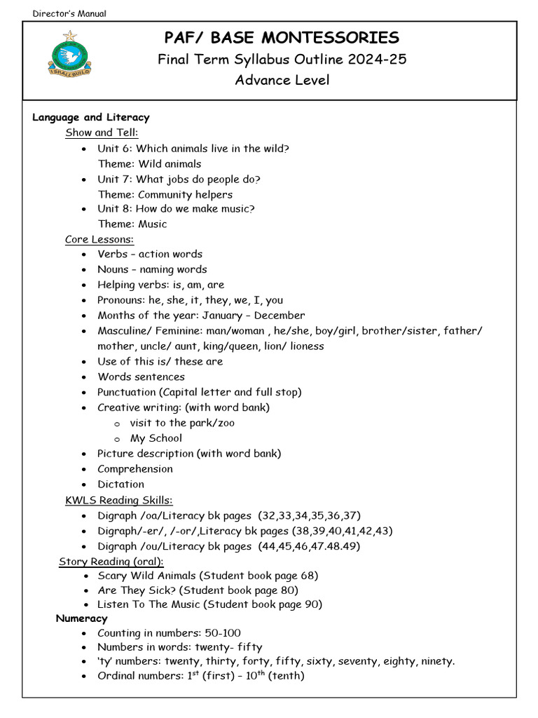 Adv Final Term Syllabus OutLine 24-25 | PDF | Grammatical Gender | Word