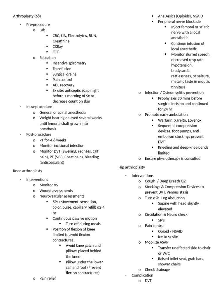 Comprehensive Guide to Arthroplasty and Amputation Care | PDF | Gout ...