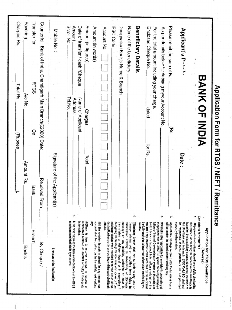100 RTGS Neft Form | PDF
