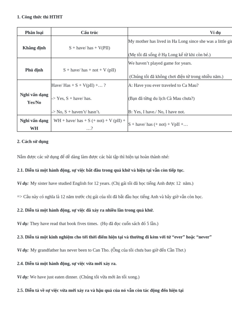 Thì HTHT | PDF