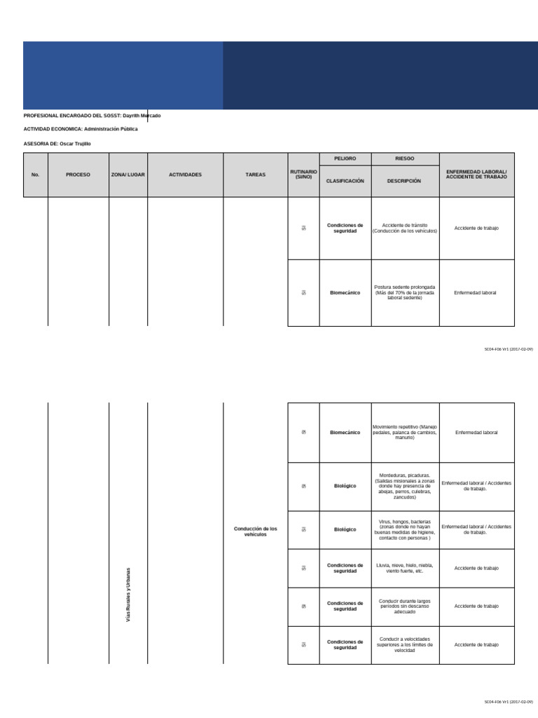 Evaluación de Riesgos Laborales en SGSST | PDF | Dolor lumbar ...