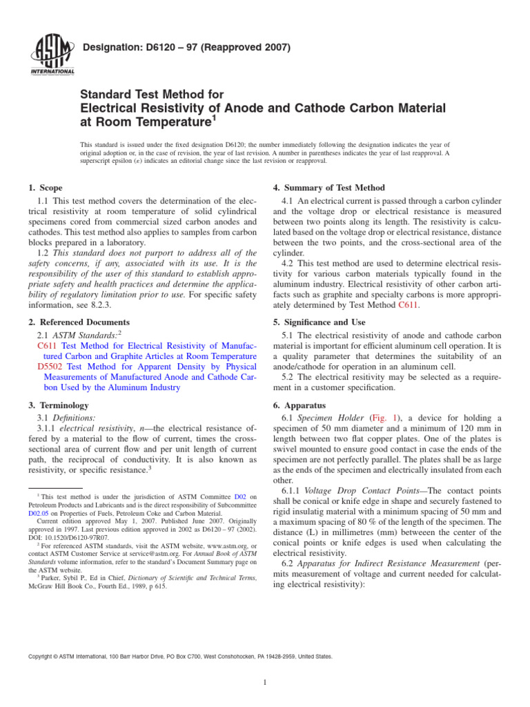 Electrical Resistivity Test for Carbon Materials | PDF | Electrical ...