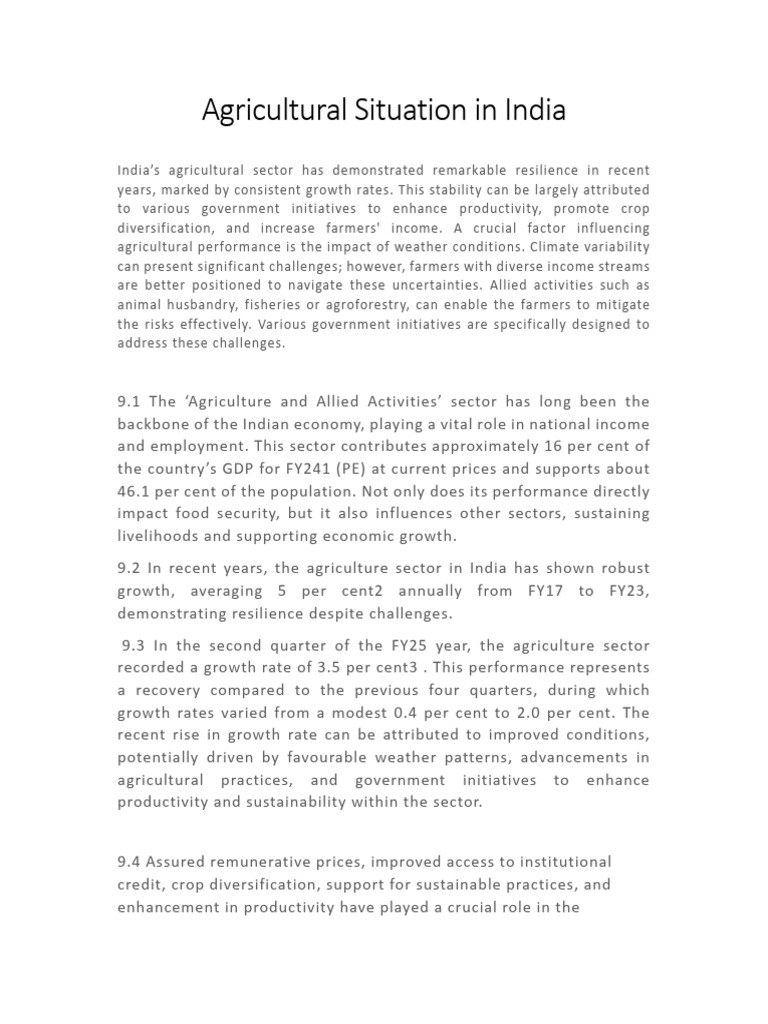 Agricultural Situation in India | PDF | Agriculture | Economic Growth