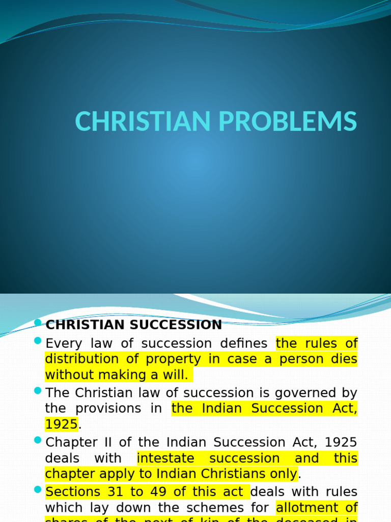 Christian Intestate Succession Rules | PDF | Intestacy | Legal Documents