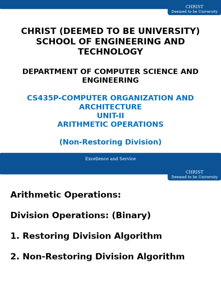 Non-Restoring Division in Computer Science | PDF | Division ...