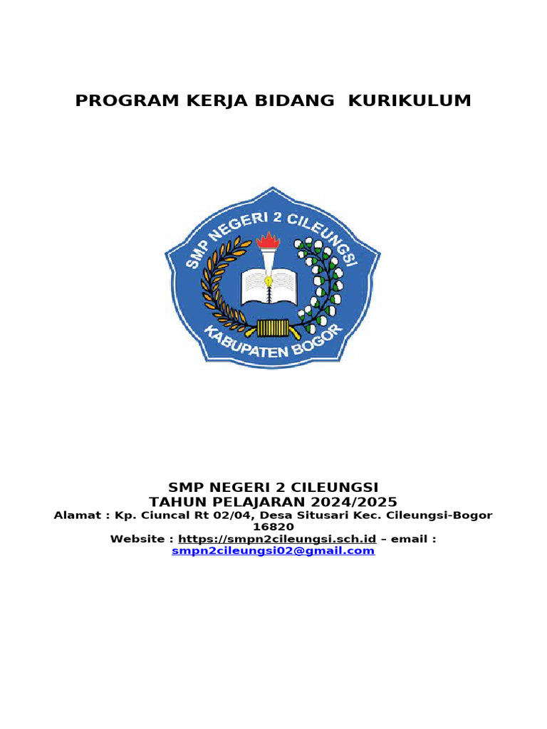 Program Kerja Kurikulum SMP 2024/2025 | PDF