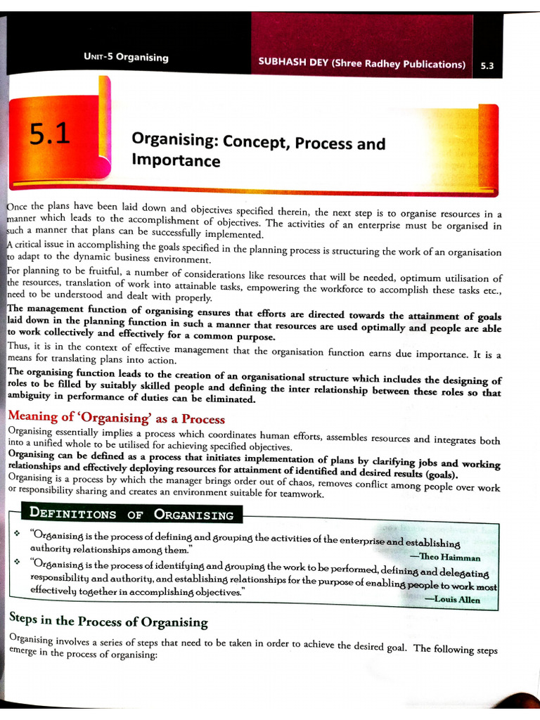CH - 5.1 Organising | PDF