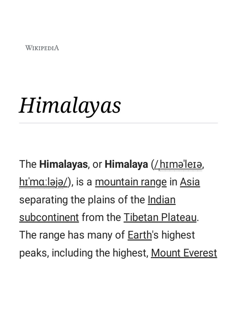Overview of the Himalayas | PDF | Himalayas | Indus River