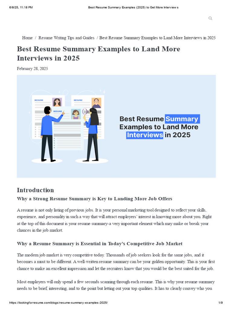 Top Resume Summary Examples 2025 | PDF | Résumé | Employment