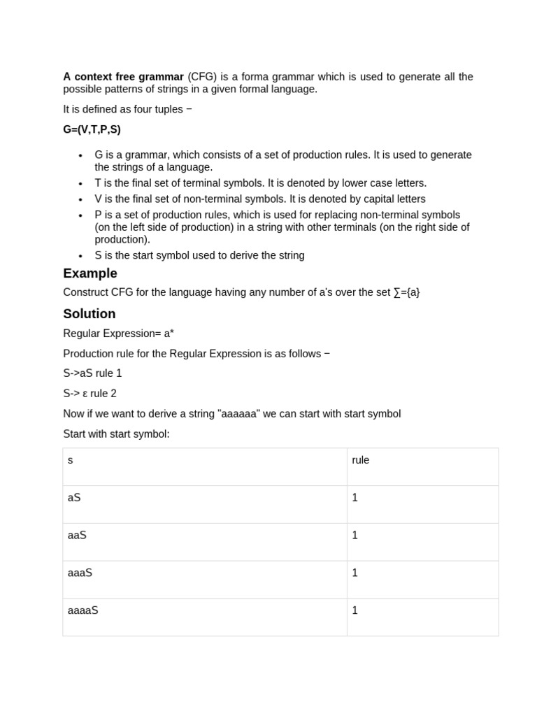 A Context Free Grammar | PDF
