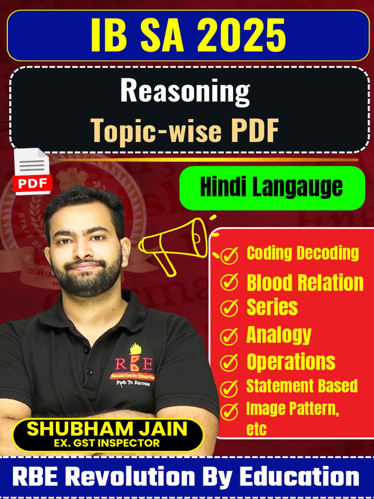 Hin - Reasoning Topic-Wise IB SA 2025 - RBE | PDF