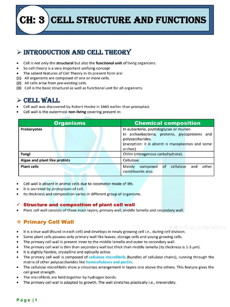 Cell Structure and Function | PDF