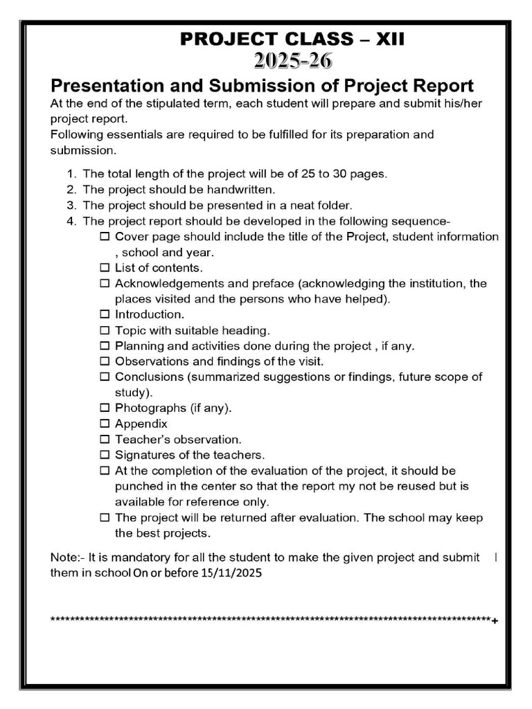 Guidelines for Class 12 Project Work | PDF | Methodology | Geographic ...