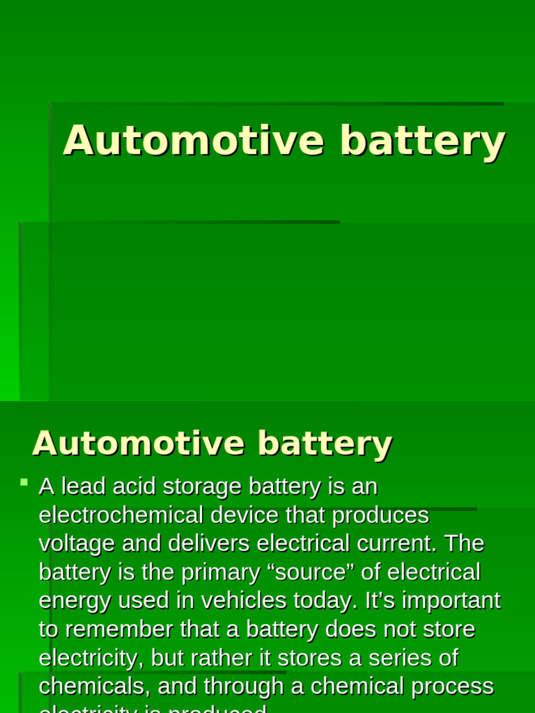 Understanding Automotive Batteries | PDF | Rechargeable Battery ...