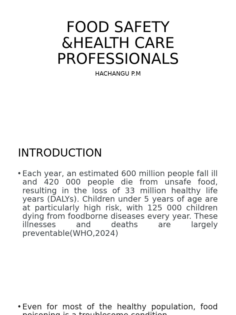 Food Safety Education for Healthcare Professionals | PDF | Foodborne ...
