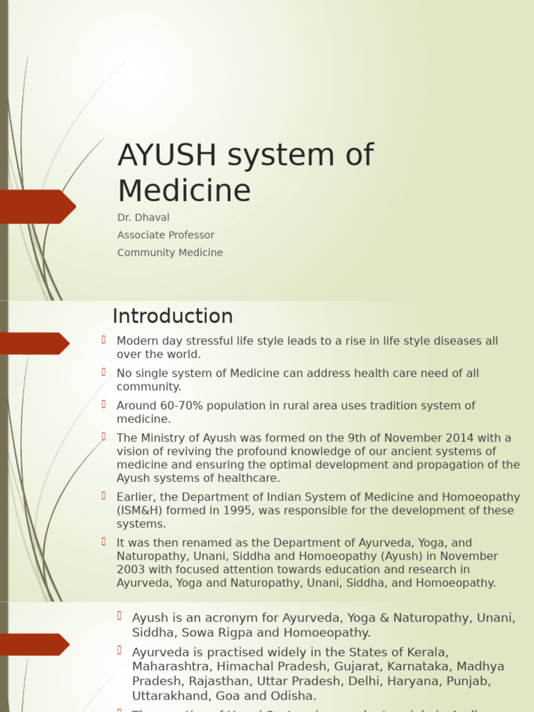 Overview of AYUSH Medicine Systems | PDF | Medicine