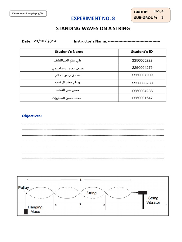 08 - Standing Waves - Lab Report | PDF | Waves | Frequency