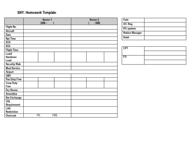 SNY Homework Template BLANK | PDF