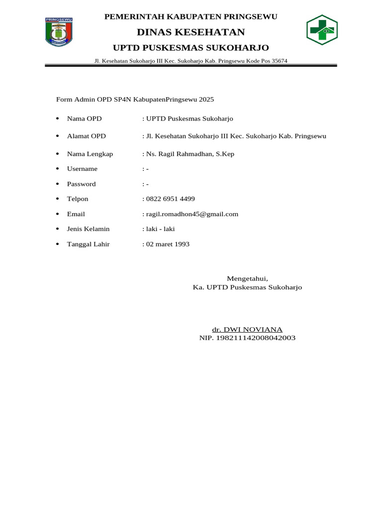 Form User OPD | PDF