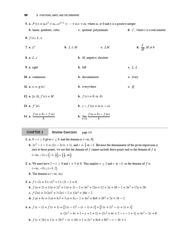 Functions, Limits, and Derivatives Guide | PDF | Tangent | Derivative