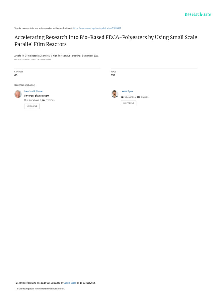 Bio-Based FDCA-Polyester Research Acceleration | PDF | Polyester ...