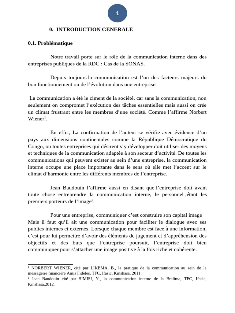 Rôle de la communication interne à la SONAS | PDF | la communication ...