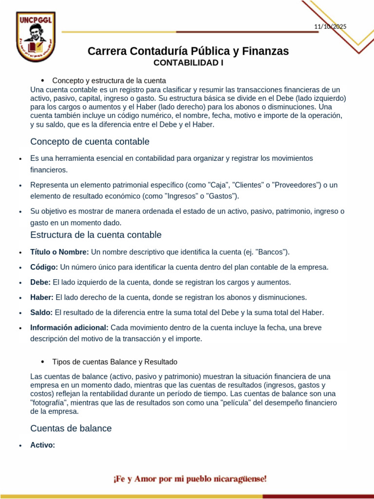 Estructura y Función de Cuentas Contables | PDF | Contabilidad | Hoja ...