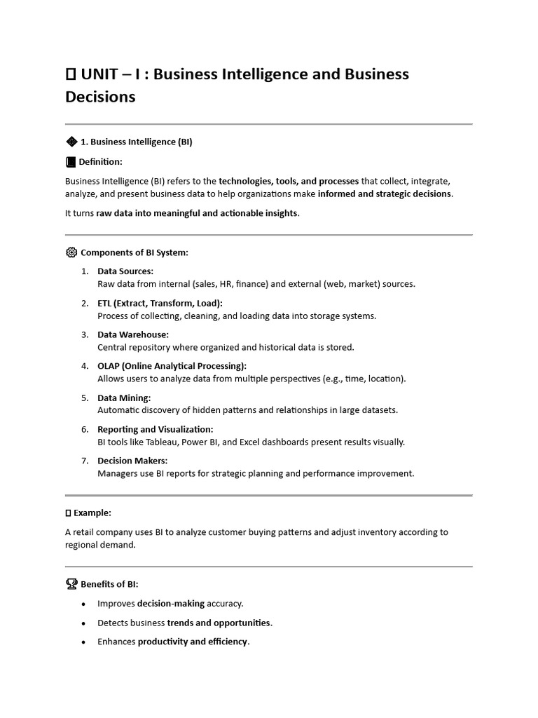Business Intelligence and Decision Systems | PDF | Data Warehouse ...