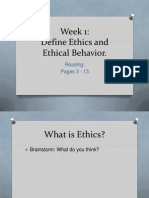 Week 1 Defining Ethical Behaviour