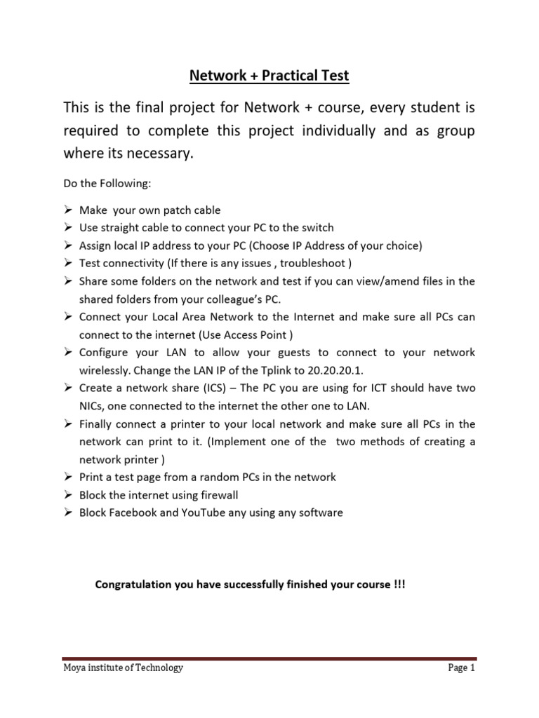 Network + Practical Test | PDF