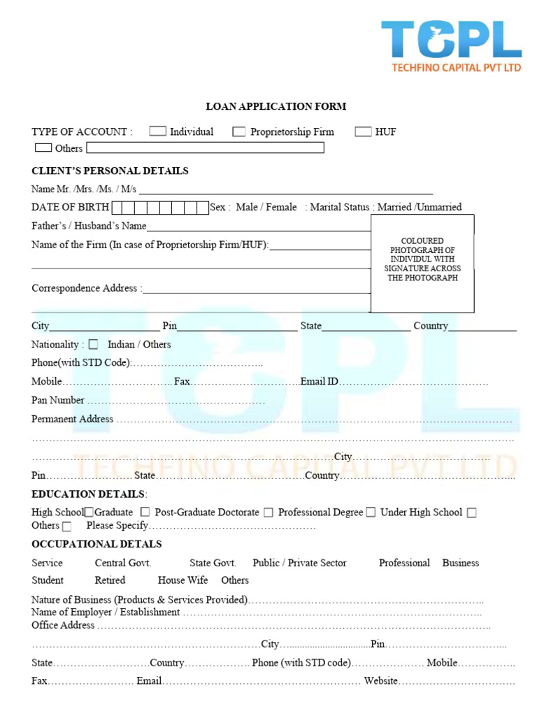 Loan Application Form Template | PDF