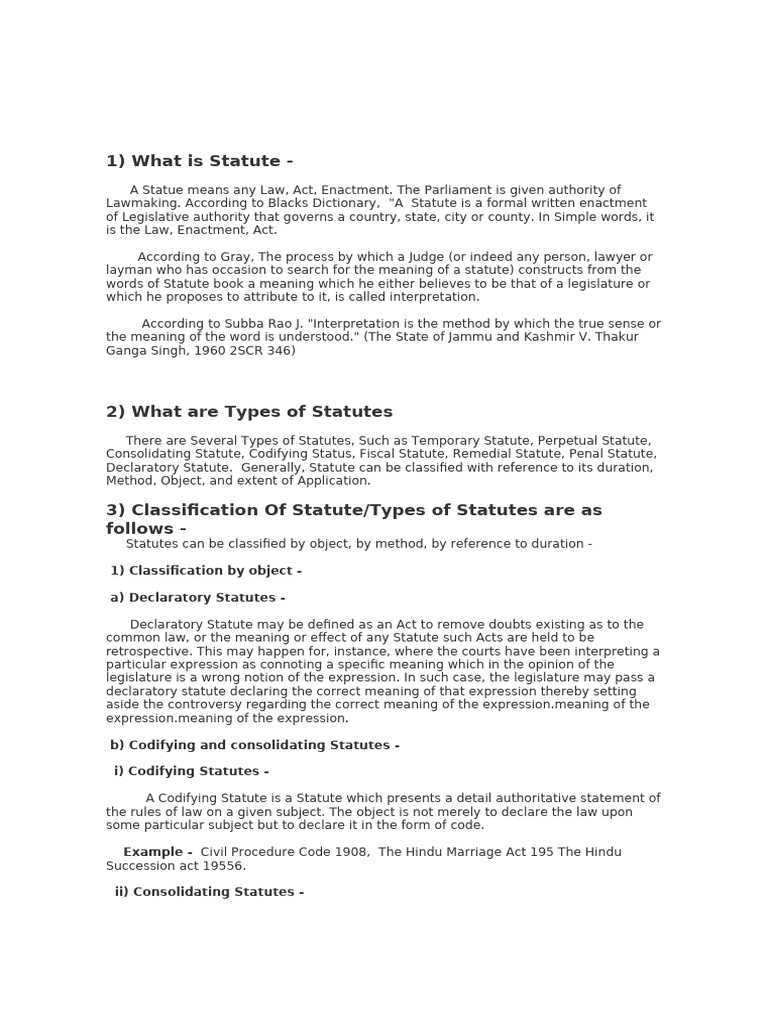 Understanding Statutes: Types & Classifications | PDF | Repeal ...
