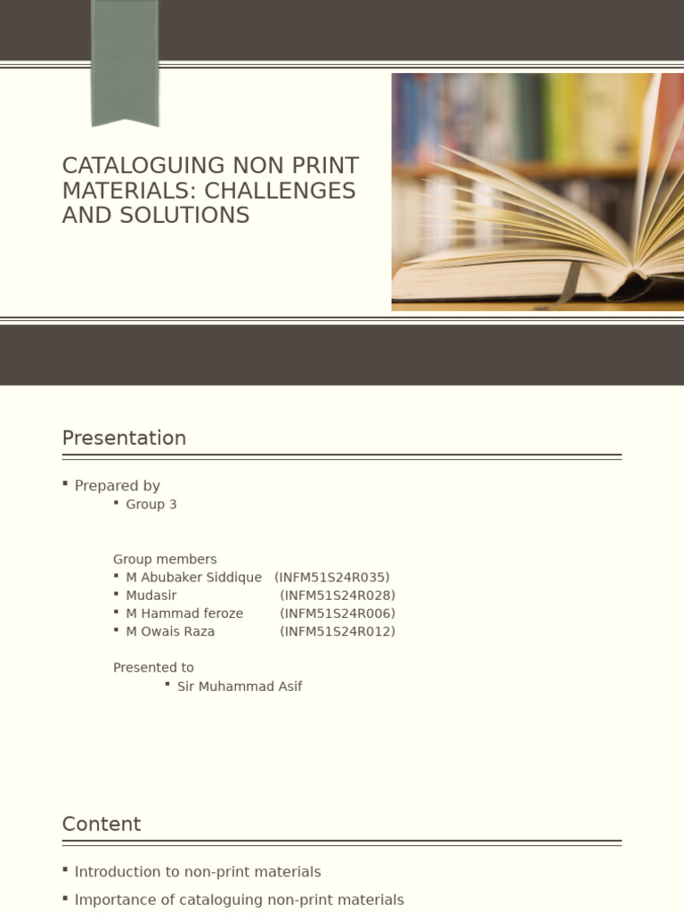 Cataloguing Non-Print Materials Guide | PDF | Metadata | Data