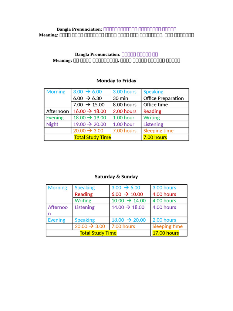 Monday To Friday | PDF