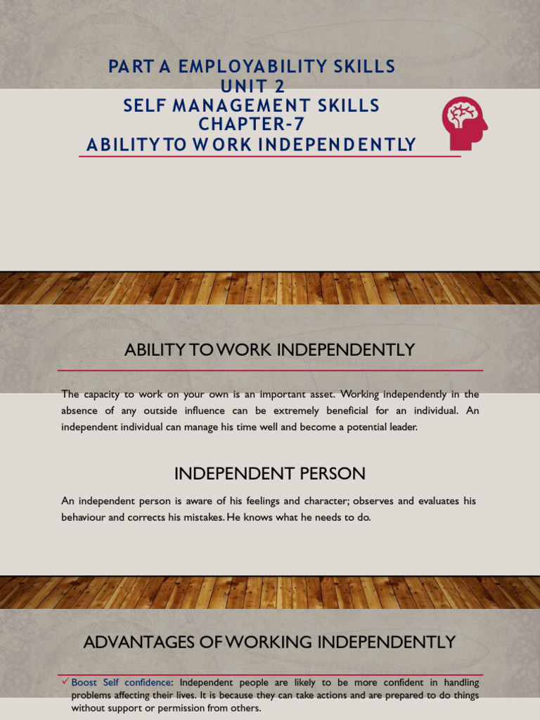 Part-A Employability Skills Unit 2 Chapter 7 Ability To Work ...