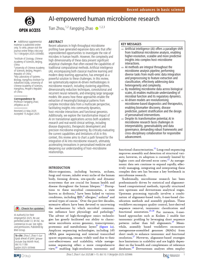 AI - Empowered Human Microbiome Research | PDF | Machine Learning ...