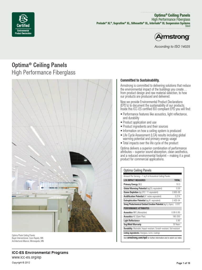Armstrong Optima Ceiling Panels EPD | PDF | Life Cycle Assessment ...