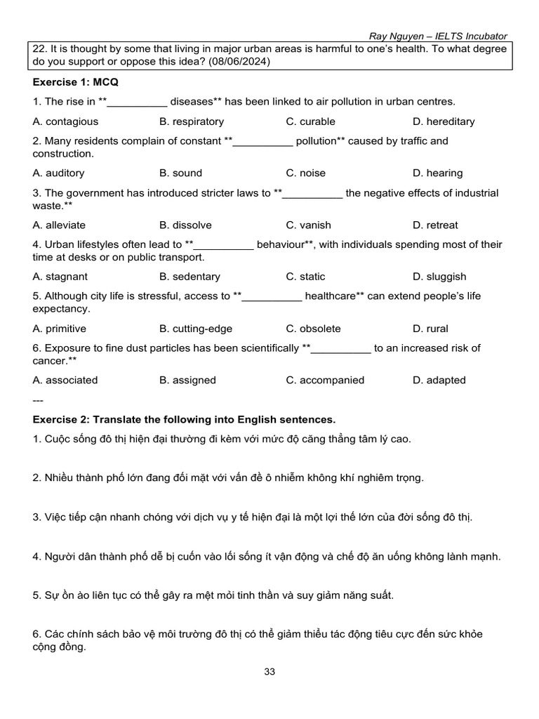 WTask 2 Actual Tests 2024 Vocab Practice 22 | PDF