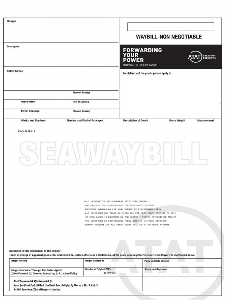 ATAT Konşimento Talimatı - SWB | PDF