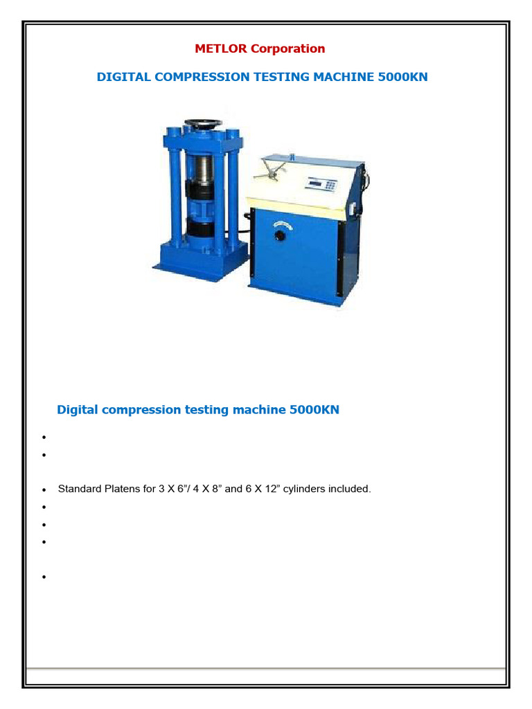 Metlor 5000KN Digital Compression Tester | PDF