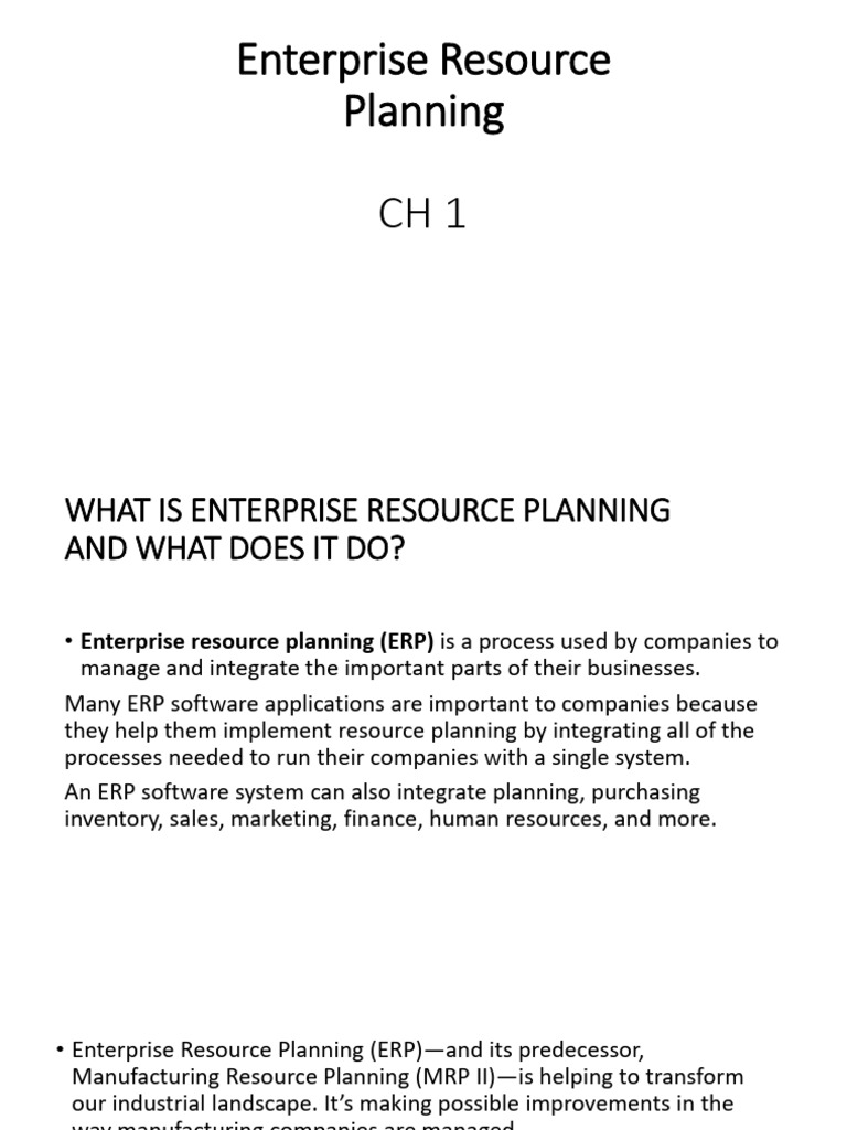 Enterprise Resource CH 1-143404 | PDF | Enterprise Resource Planning ...