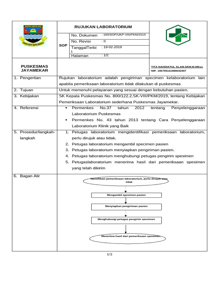 SOP Rujukan Laboratorium Puskesmas | PDF
