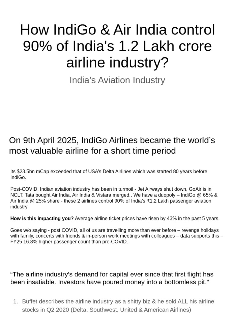 IndiGo & Air India: India's Aviation Duopoly | PDF | Airlines | Low ...