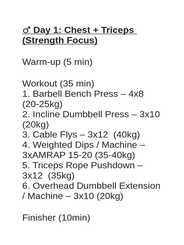 4-Day Strength Training Workout Plan | PDF