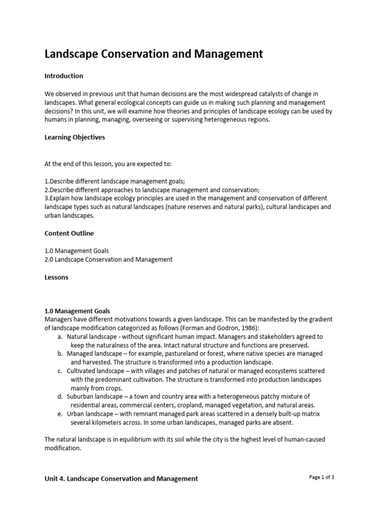 Landscape Conservation Strategies Explained | PDF | Conservation ...