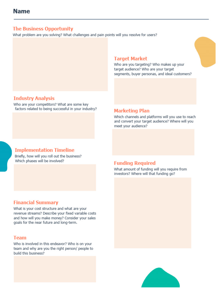 One Page Business Plan | PDF